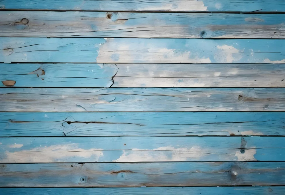 Blue Painted Wooden Planks With Peeling Paint Horizontal Arrangement Weathered Texture Rustic Charm Vintage Aesthetic Close Up Shot Natural Light Aged Appearance 6 07bc