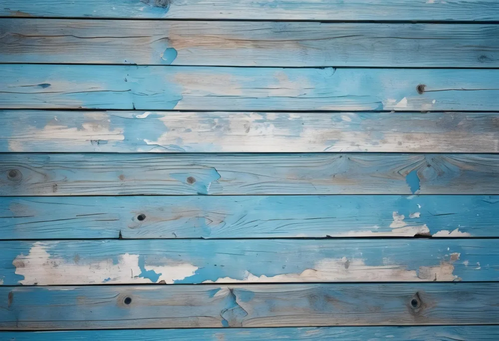 Blue Painted Wooden Planks With Peeling Paint Horizontal Arrangement Weathered Texture Rustic Charm Vintage Aesthetic Close Up Shot Natural Light Aged Appearance 9 B981