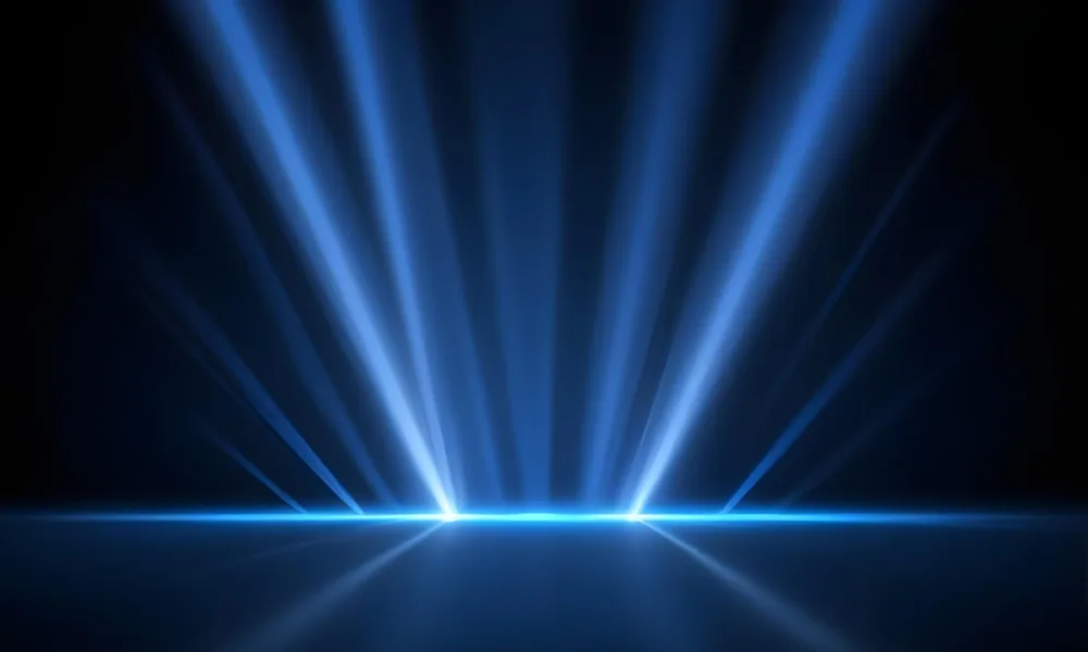Blue Rays Of Light Emanating From The Ground The Light Is Bright And Intense The Background Is Dark And Blurry Creating A Sense Of Depth 11 Cddd