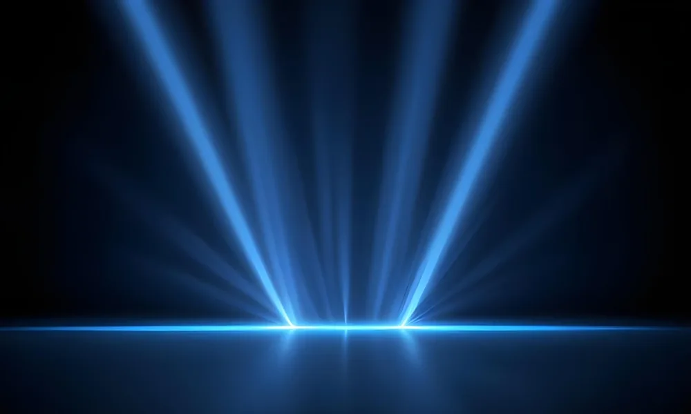 Blue Rays Of Light Emanating From The Ground The Light Is Bright And Intense The Background Is Dark And Blurry Creating A Sense Of Depth 20 046f