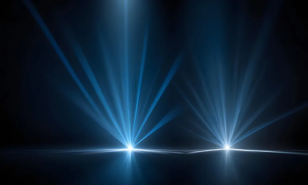 Blue Rays Of Light Emanating From The Ground The Light Is Bright And Intense The Background Is Dark And Blurry Creating A Sense Of Depth 4 6f3f