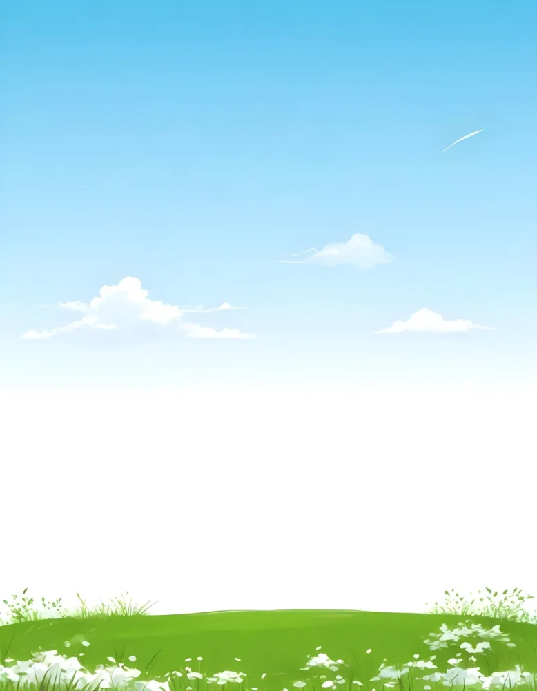 Blue Sky With Some Clouds And Green Grass At The Bottom White Background Vector Art Simple Illustration 2 27aa