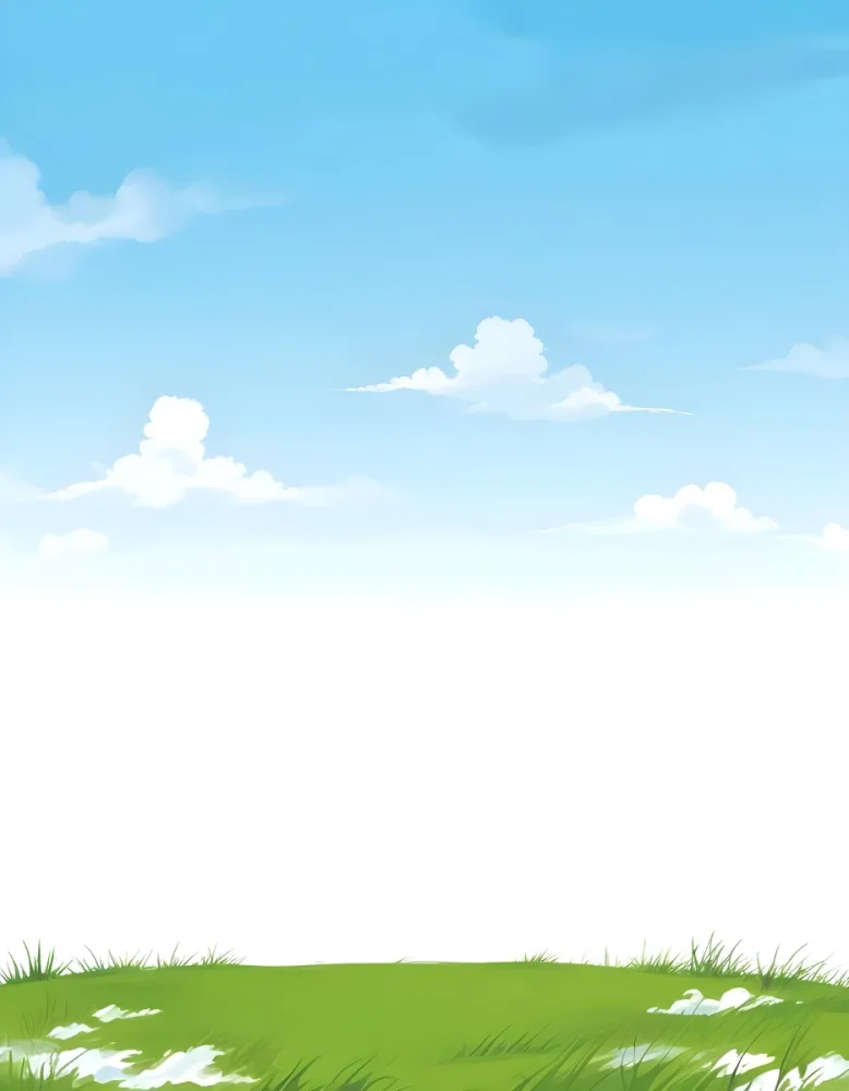 Blue Sky With Some Clouds And Green Grass At The Bottom White Background Vector Art Simple Illustration 21 6724