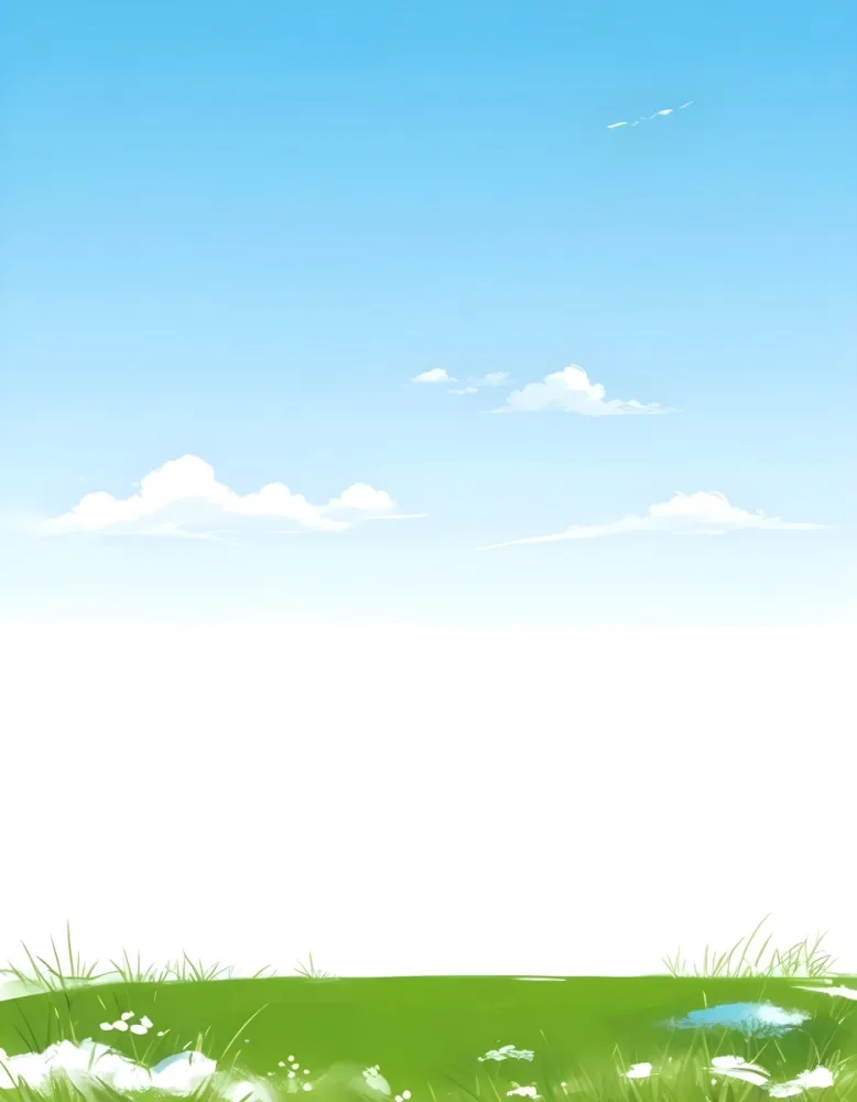Blue Sky With Some Clouds And Green Grass At The Bottom White Background Vector Art Simple Illustration 22 3d02