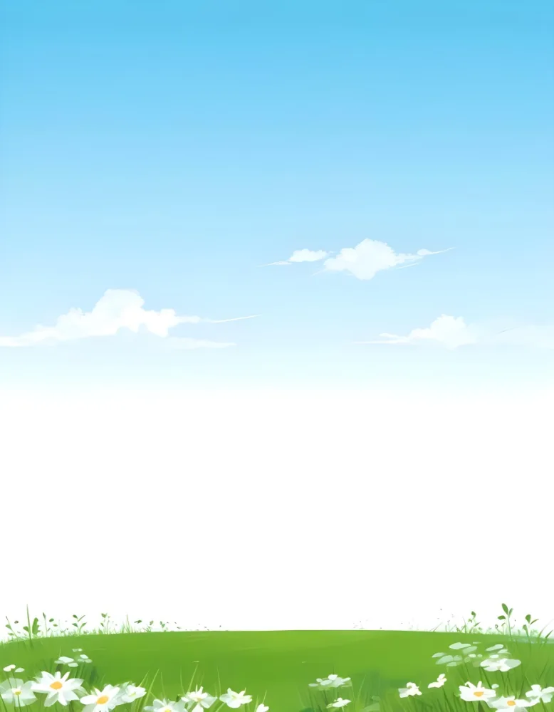 Blue Sky With Some Clouds And Green Grass At The Bottom White Background Vector Art Simple Illustration 30 7eb5