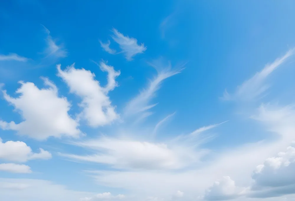 Blue Sky With Wispy White Clouds 94 Cf5e