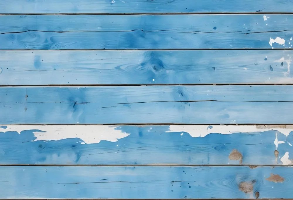 Blue Wooden Planks With White Paint Stains Horizontal Arrangement Rustic Texture Weathered Surface Aged Appearance Close Up View Natural Light Simple Composition 11 A321