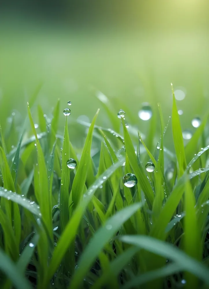 Blurred Green Grass And Foliage With Water Droplets Serene Natural Background 11 B2d2