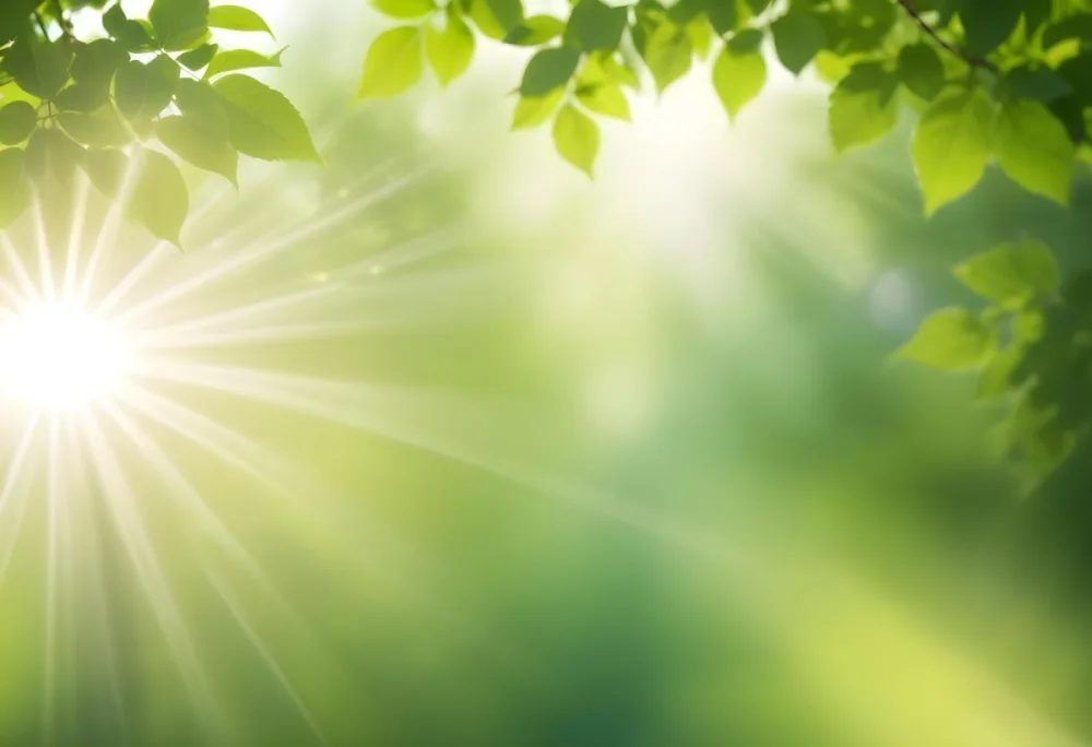 Bright Sunlight Shining Through A Blurred Green Background 23 2b85