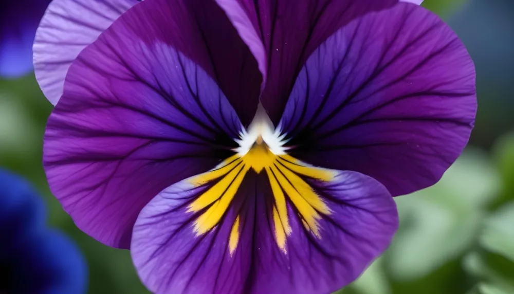 Close Up Of A Vibrant Purple Pansy Flower With Soft Petals And A Deep Blue Center 1 606b