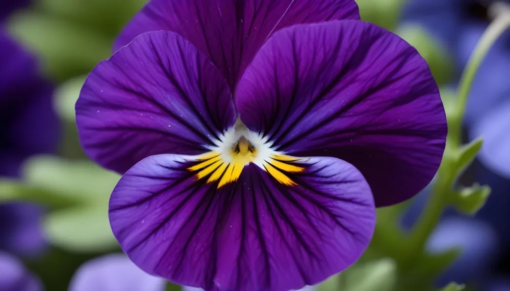 Close Up Of A Vibrant Purple Pansy Flower With Soft Petals And A Deep Blue Center 13 80c1