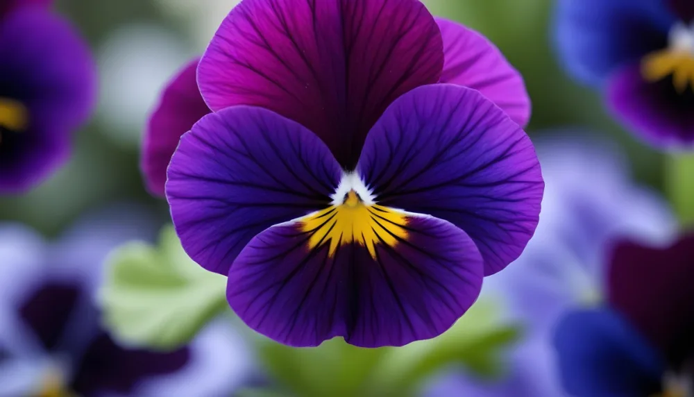 Close Up Of A Vibrant Purple Pansy Flower With Soft Petals And A Deep Blue Center 16 Ffea