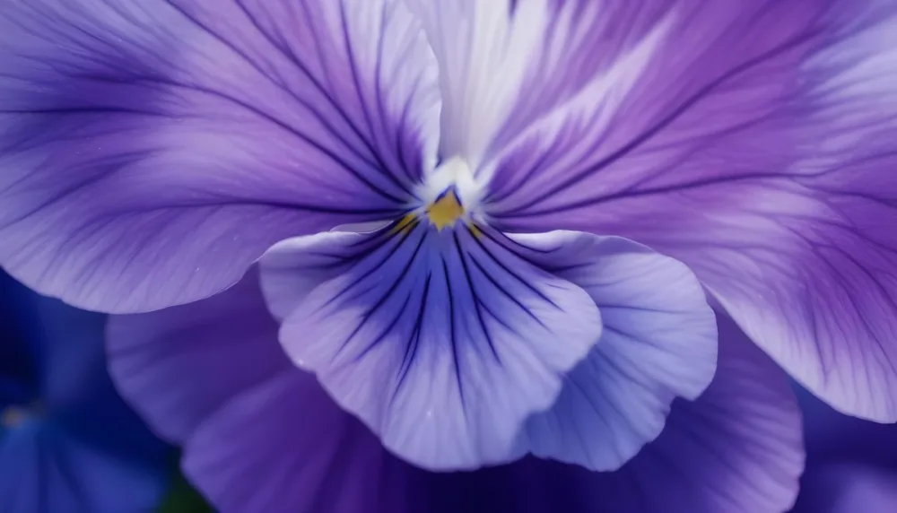 Close Up Of A Vibrant Purple Pansy Flower With Soft Petals And A Deep Blue Center 21 Dfcc
