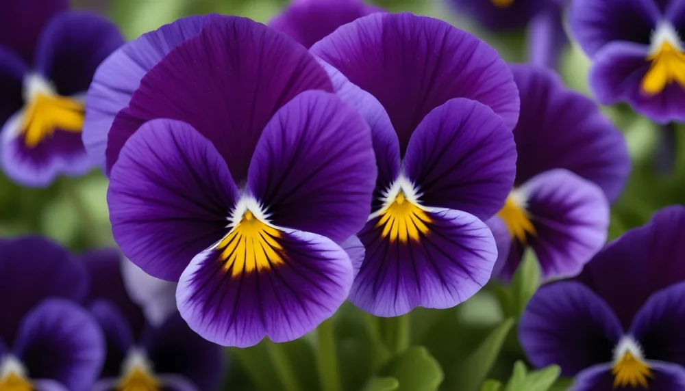 Close Up Of A Vibrant Purple Pansy Flower With Soft Petals And A Deep Blue Center 3 9128