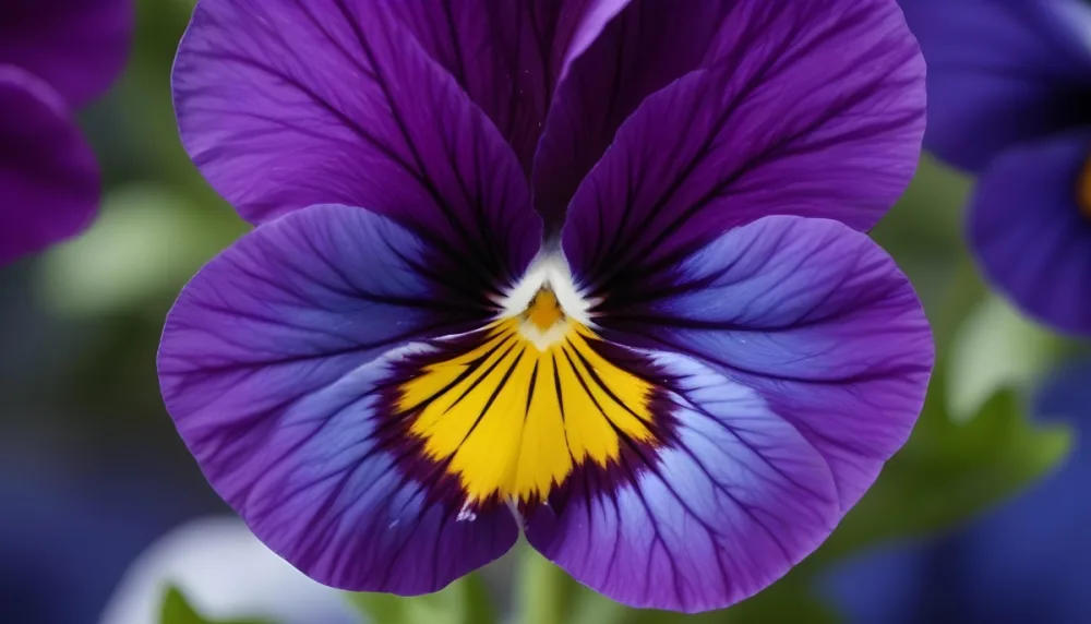 Close Up Of A Vibrant Purple Pansy Flower With Soft Petals And A Deep Blue Center 4 1ef4