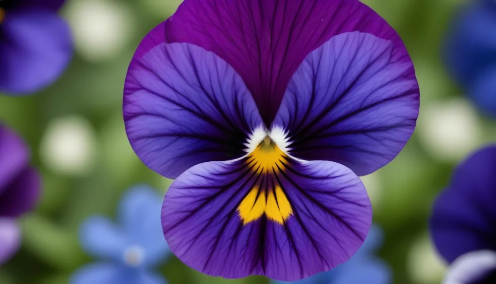 Close Up Of A Vibrant Purple Pansy Flower With Soft Petals And A Deep Blue Center 5 2c16