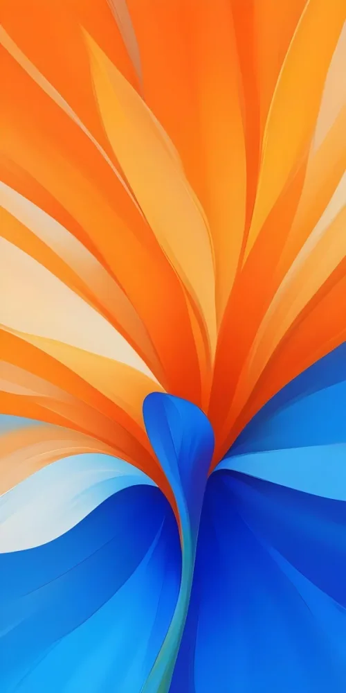 Close Up Of An Orange Flower With Blue Petals In The Center Set Against A Blurred Background 13 7553
