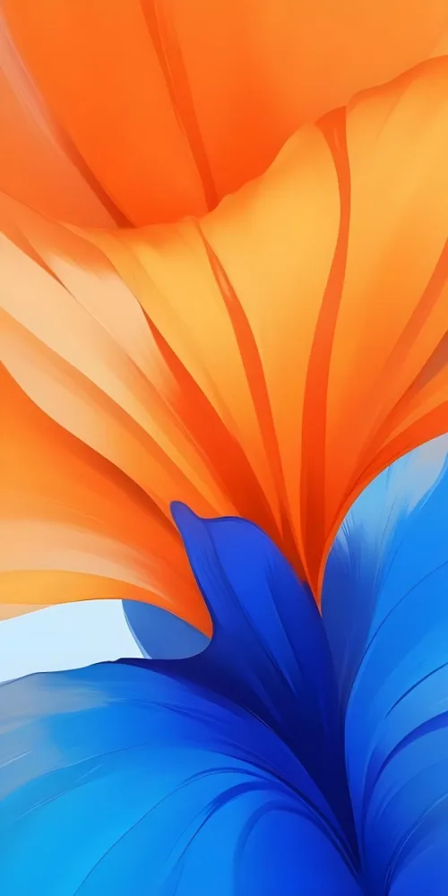 Close Up Of An Orange Flower With Blue Petals In The Center Set Against A Blurred Background 7 689d