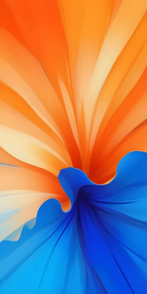 Close Up Of An Orange Flower With Blue Petals In The Center Set Against A Blurred Background 9