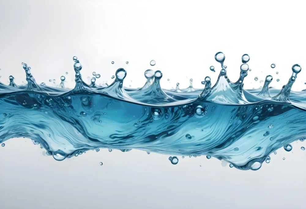 Close Up Of Clear Blue Water With Bubbles And Ripples Creating A Dynamic And Refreshing Visual Effect Against A Bright White Background 1 Ef13