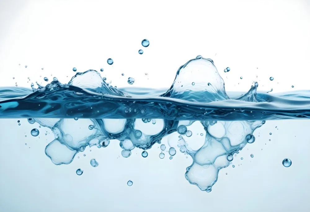 Close Up Of Clear Blue Water With Bubbles And Ripples Creating A Dynamic And Refreshing Visual Effect Against A Bright White Background 15 8fff