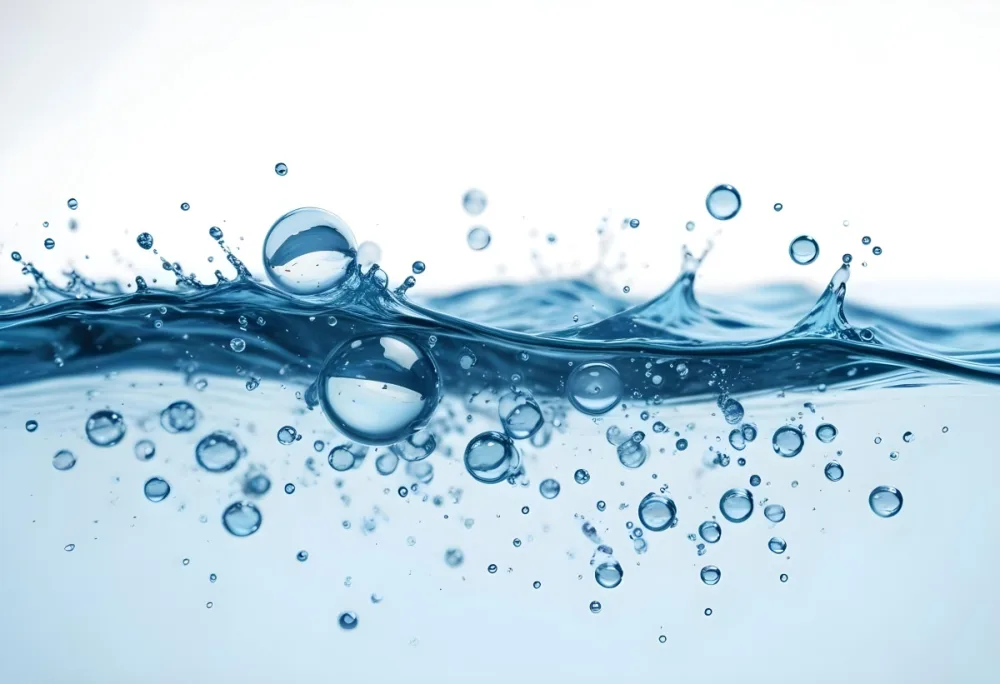 Close Up Of Clear Blue Water With Bubbles And Ripples Creating A Dynamic And Refreshing Visual Effect Against A Bright White Background 19 1760
