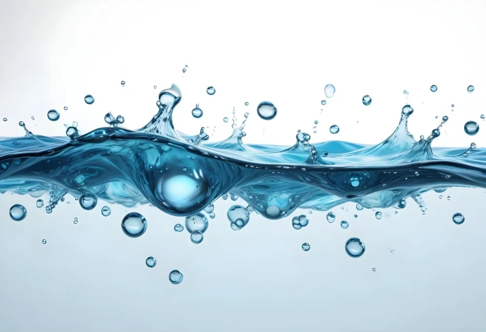 Close Up Of Clear Blue Water With Bubbles And Ripples Creating A Dynamic And Refreshing Visual Effect Against A Bright White Background 2 1062