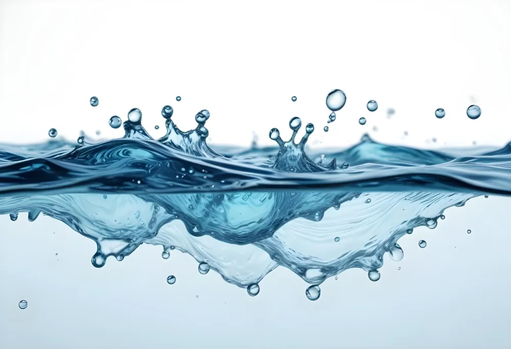 Close Up Of Clear Blue Water With Bubbles And Ripples Creating A Dynamic And Refreshing Visual Effect Against A Bright White Background 8 6671