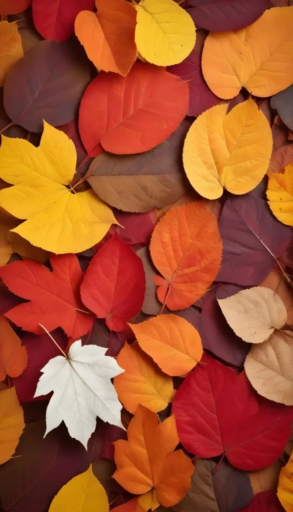 Colorful Leaves In Orange Yellow Red White And Brown Close Up Shot Studio Lighting Vibrant Colors High Detail Autumn Concept Nature Background 25 79e9