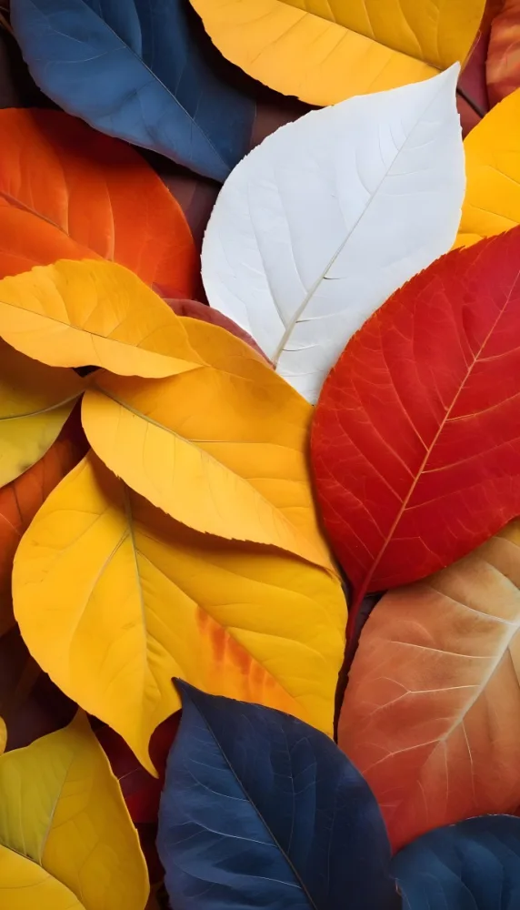 Colorful Leaves In Orange Yellow Red White And Brown Close Up Shot Studio Lighting Vibrant Colors High Detail Autumn Concept Nature Background 39 2f55