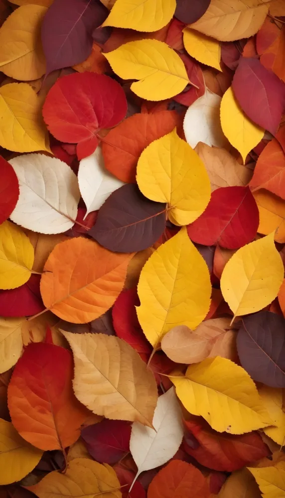 Colorful Leaves In Orange Yellow Red White And Brown Close Up Shot Studio Lighting Vibrant Colors High Detail Autumn Concept Nature Background 6 Bb69