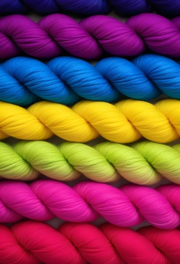 Colorful Strands Of Yarn Arranged In Horizontal Rows Featuring Vibrant Shades Of Blue Yellow Green Pink And Purple The Yarn Is Twisted And Neatly Organized Showcasing A Gradient Of Colors 4 C9c0
