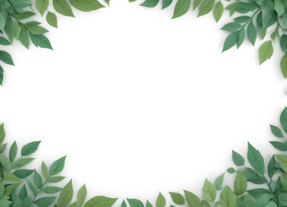 Digital Painting A Border Of Green Leaves In Various Shades Creating A Frame Around A Blank White Center The Leaves Are Arranged In A Natural Organic Pattern With Some Overlapping And Varying In Size Bold And Sli 36 Ec7c