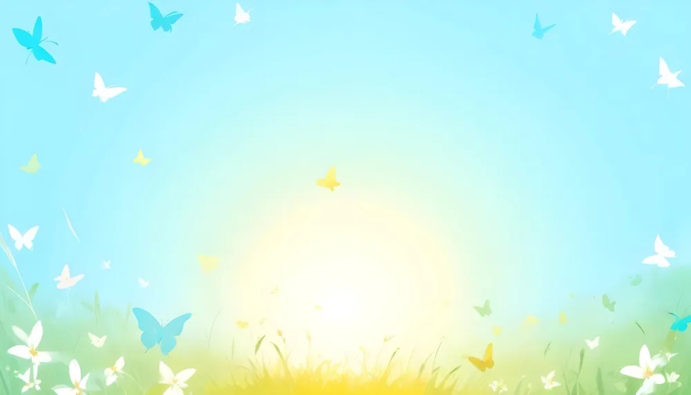 Digital Painting A Bright Sunny Day With A Gradient Sky A Field Of Green And Yellow Grass And Yellow Butterflies And Leaves Bold And Slim Lines Brush Strokes 40 8f2e