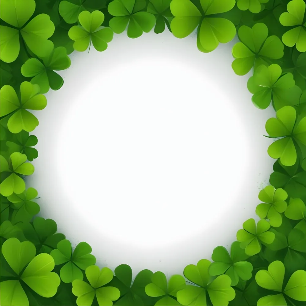 Digital Painting A Circle Of Green Clovers With A Green Circle In The Center The Background Is Green Perfect For St Patrick S Day Bold And Slim Lines Brush Strokes 22 90a6