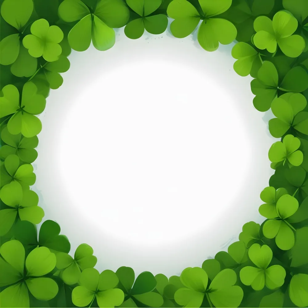 Digital Painting A Circle Of Green Clovers With A Green Circle In The Center The Background Is Green Perfect For St Patrick S Day Bold And Slim Lines Brush Strokes 24 Fdc5