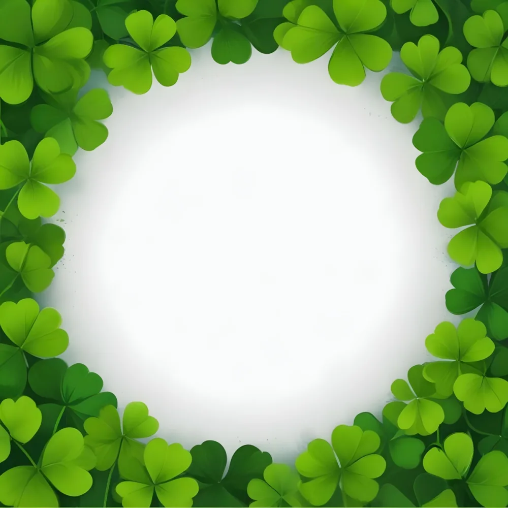 Digital Painting A Circle Of Green Clovers With A Green Circle In The Center The Background Is Green Perfect For St Patrick S Day Bold And Slim Lines Brush Strokes 28 10f1