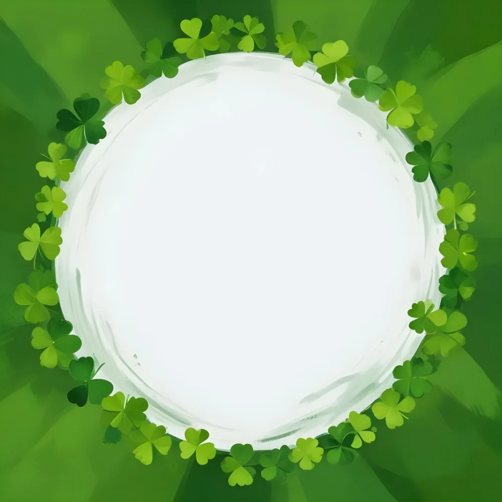 Digital Painting A Circle Of Green Clovers With A Green Circle In The Center The Background Is Green Perfect For St Patrick S Day Bold And Slim Lines Brush Strokes 36 8d98
