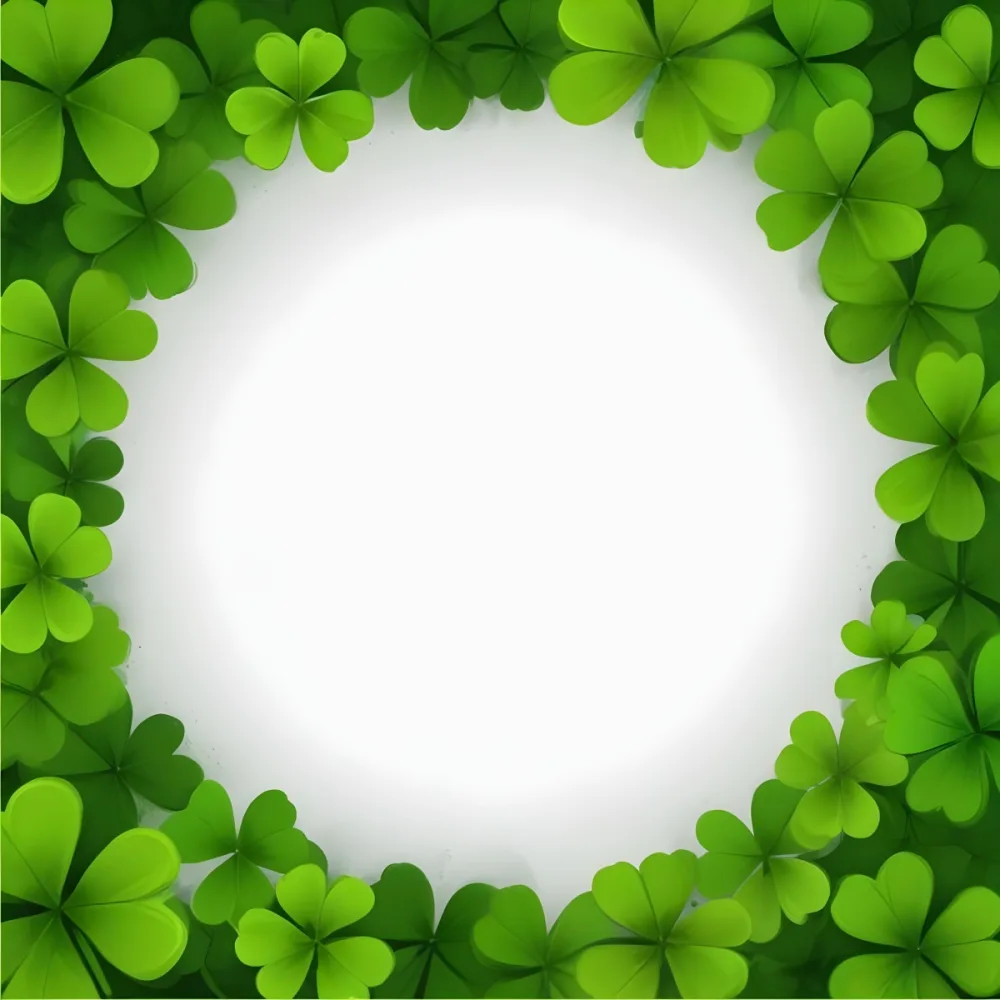 Digital Painting A Circle Of Green Clovers With A Green Circle In The Center The Background Is Green Perfect For St Patrick S Day Bold And Slim Lines Brush Strokes 37 E684