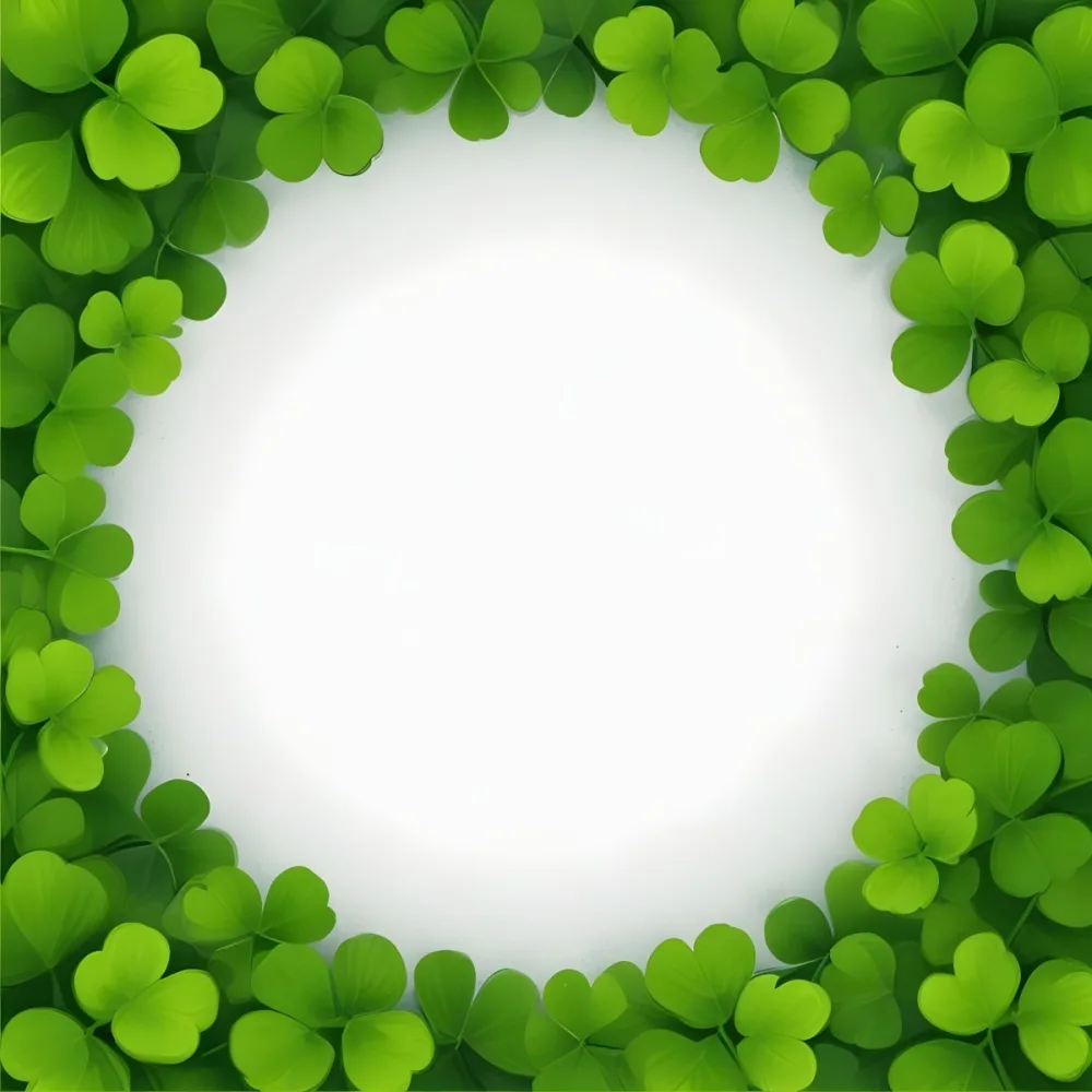 Digital Painting A Circle Of Green Clovers With A Green Circle In The Center The Background Is Green Perfect For St Patrick S Day Bold And Slim Lines Brush Strokes 38 Beaa