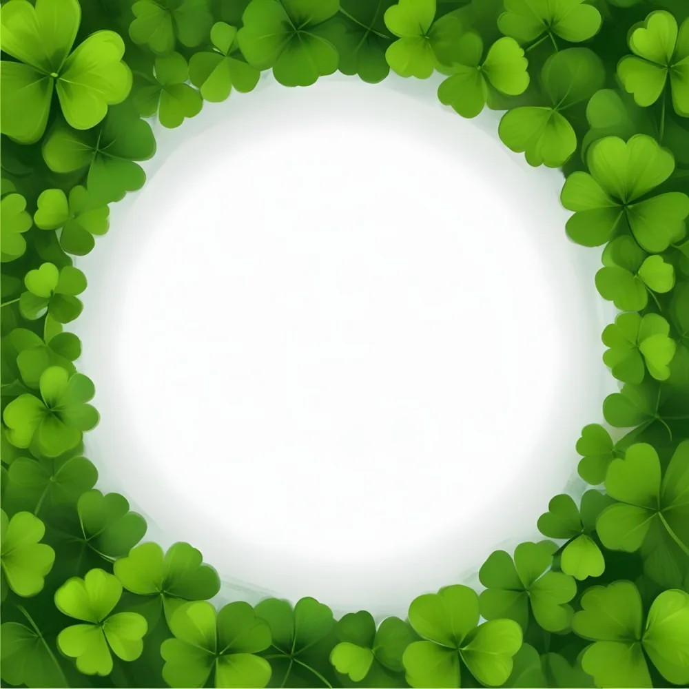 Digital Painting A Circle Of Green Clovers With A Green Circle In The Center The Background Is Green Perfect For St Patrick S Day Bold And Slim Lines Brush Strokes 39 83fb