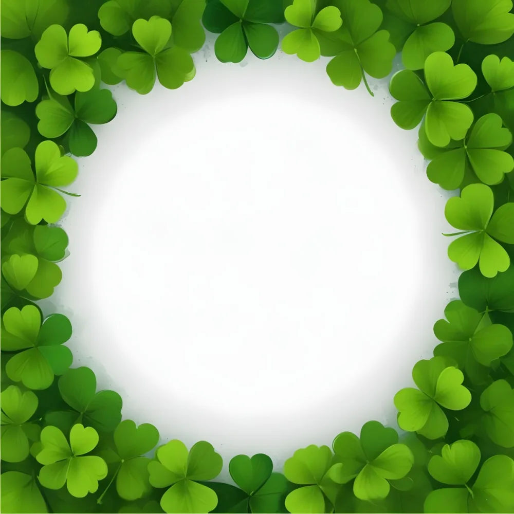Digital Painting A Circle Of Green Clovers With A Green Circle In The Center The Background Is Green Perfect For St Patrick S Day Bold And Slim Lines Brush Strokes 40 D032