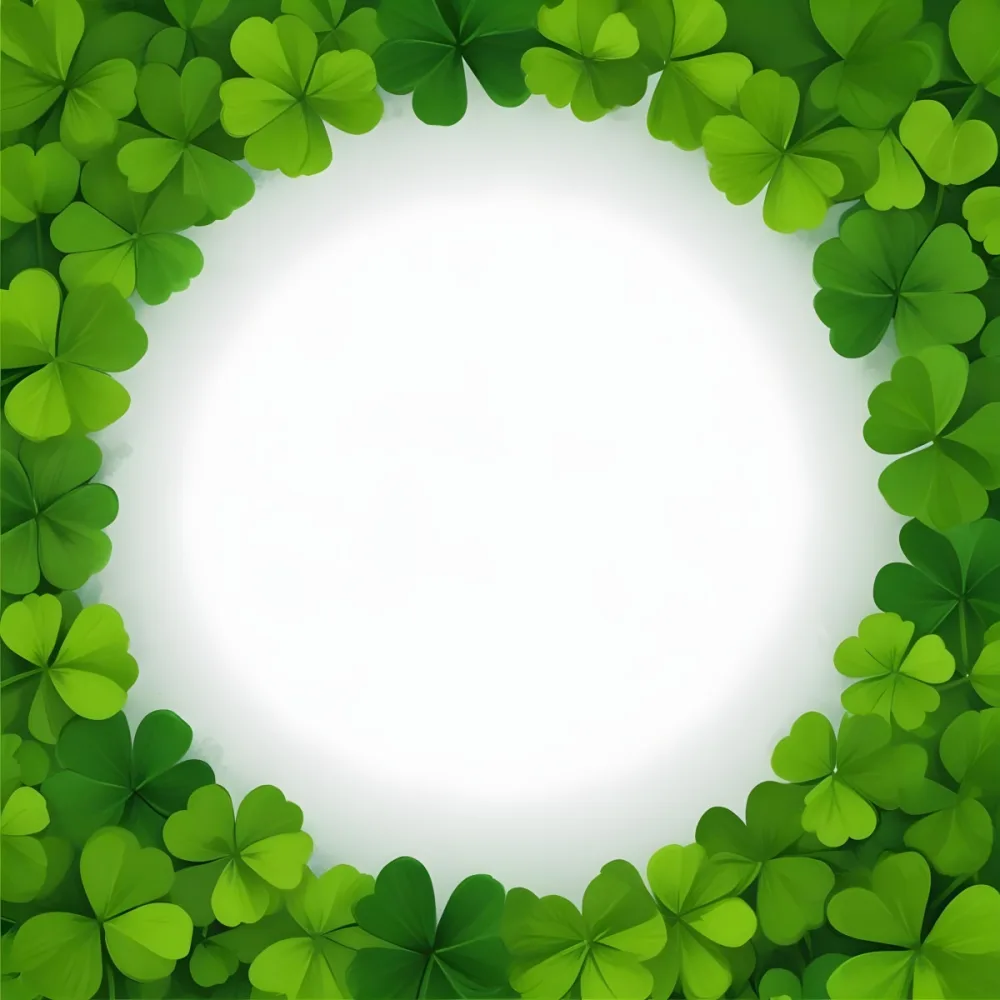 Digital Painting A Circle Of Green Clovers With A Green Circle In The Center The Background Is Green Perfect For St Patrick S Day Bold And Slim Lines Brush Strokes 7 F5ae