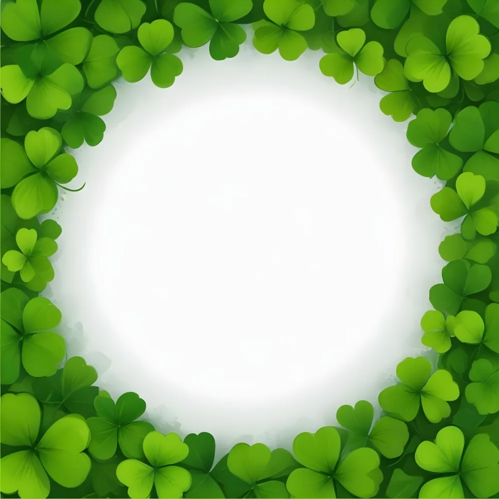 Digital Painting A Circle Of Green Clovers With A Green Circle In The Center The Background Is Green Perfect For St Patrick S Day Bold And Slim Lines Brush Strokes 8 B94b