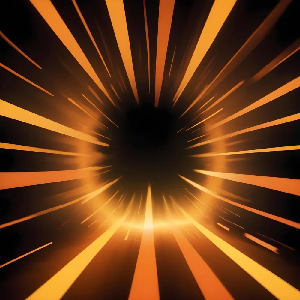 Digital Painting A Film Strip Is Centered Against A Vibrant Explosion Of Orange And Yellow Rays Emanating From A Dark Background Creating A Dynamic And Energetic Visual Effect Bold And Slim Lines Brush Strokes 5 B60a