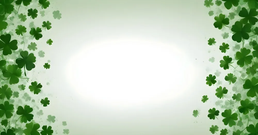 Digital Painting A Light Green Background With A Border Of Shamrocks The Shamrocks Are A Darker Green And Are Scattered Around The Edges Of The Image Bold And Slim Lines Brush Strokes 4 Cbbd