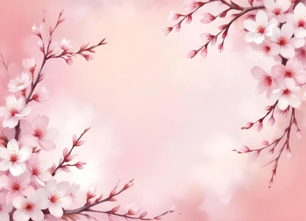 Digital Painting A Pink And White Floral Frame With Cherry Blossoms Soft Pastel Colors And A Dreamy Ethereal Quality Perfect For Spring Themed Designs And Backgrounds Bold And Slim Lines Brush Strokes 56 1254