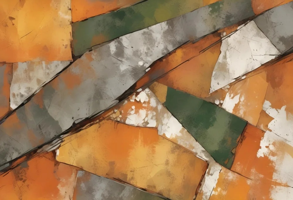Digital Painting A Textured Surface Featuring A Mix Of Earthy Tones Predominantly Orange Yellow And Gray With Patches Of White And Dark Green The Composition Resembles Weathered Stone Showcasing A Variety Of Patte 19 7e1f