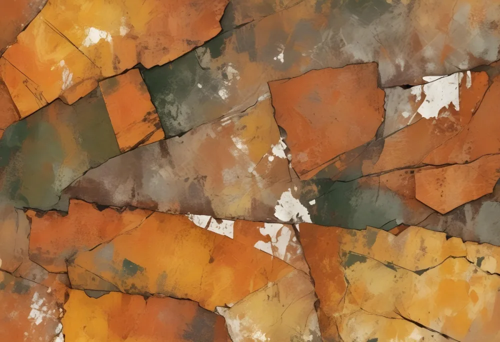 Digital Painting A Textured Surface Featuring A Mix Of Earthy Tones Predominantly Orange Yellow And Gray With Patches Of White And Dark Green The Composition Resembles Weathered Stone Showcasing A Variety Of Patte 20 8a79