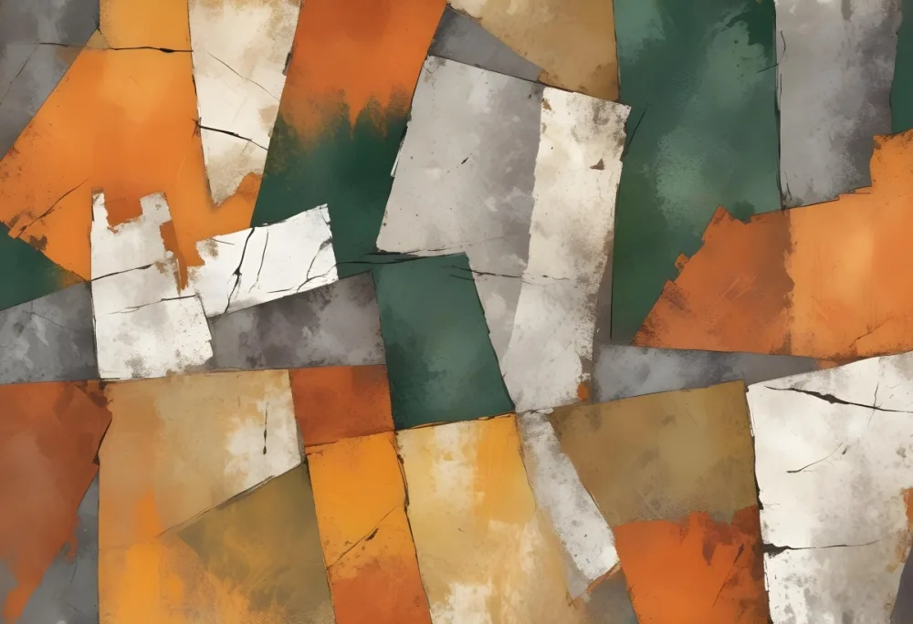 Digital Painting A Textured Surface Featuring A Mix Of Earthy Tones Predominantly Orange Yellow And Gray With Patches Of White And Dark Green The Composition Resembles Weathered Stone Showcasing A Variety Of Patte 7 7aee